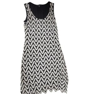 Karen Kane‎ Womens Dress Size S Sleeveless Black White Chevron Pattern